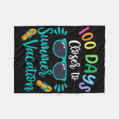 100日目の登校お祝い先生Tシャツ フリースブランケット (正面(横))