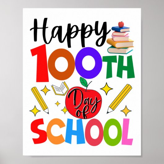 100日目の登校お祝い 先生 生徒 児童 100日 ポスター (正面)