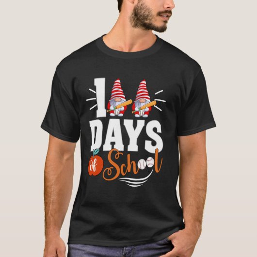 100日目の登校お祝い 100日目のノームTシャツ キッズ用ベースボール Tシャツ (正面)