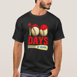 100日目の登校を祝う野球の先生のキッズTシャツ Tシャツ