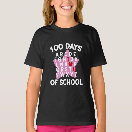 100日目の登校アルファベット100日目の先生 Tシャツ (正面)