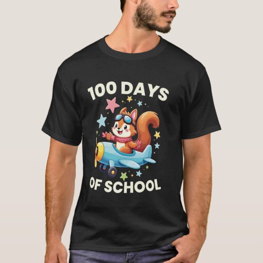 100日目の登校リス女子先生100日 Tシャツ (正面)