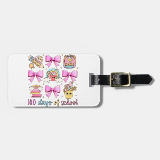🌈🎀 100日目の登校日 🎉📚 ラゲッジタグ (正面横)