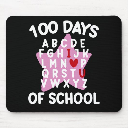 100日目の登校 アルファベット 100日目の先生 マウスパッド (正面)