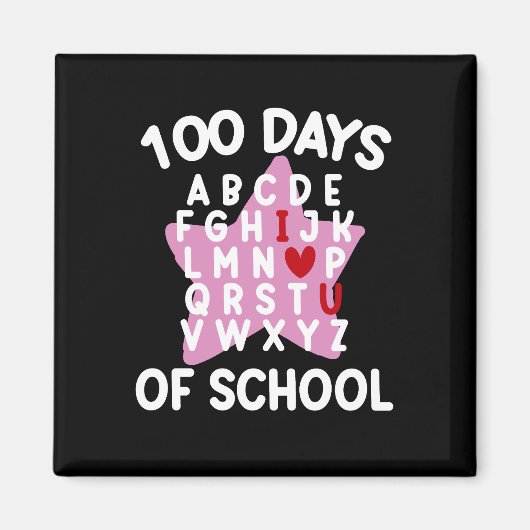 100日目の登校 アルファベット 100日目の先生  マグネット (正面)