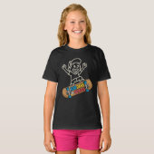 100日目の登校 スケートボード少女のスケーター Tシャツ (正面フル)