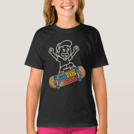 100日目の登校 スケートボード少女のスケーター Tシャツ