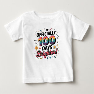 100日目の登校、公式に100日間明るく ベビーTシャツ