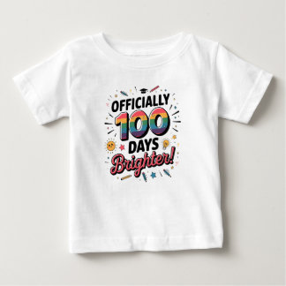100日目の登校、公式に100日間明るく ベビーTシャツ