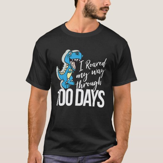 100日目の登校 学生 先生 キッズ Tシャツ (正面)