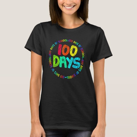 100日目の登校　幼稚園　就学前　先生　100日 Tシャツ (正面)
