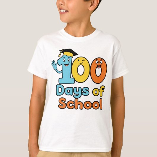 100日目の登校 | 楽しい学校のお祝い Tシャツ (正面)