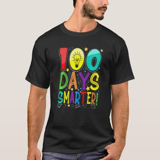 100日目の登校 100日賢くなった先生と生徒 Tシャツ (正面)