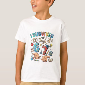 100日目の登校Tシャツ|楽しい学校のお祝い Tシャツ