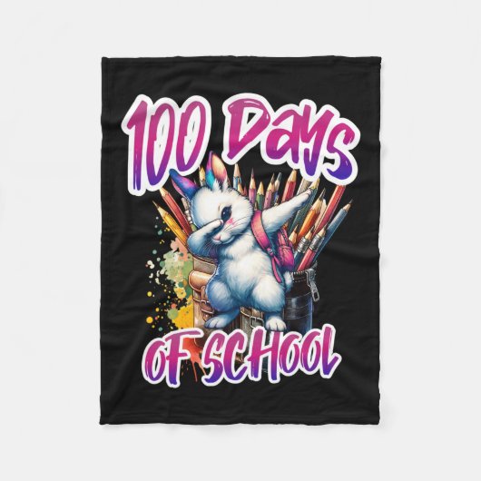 100日目の装おもしろい着先生&;学生100 D フリースブランケット (正面)
