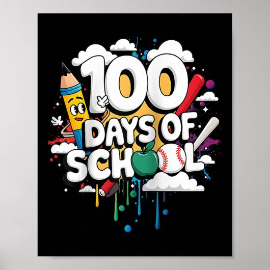 100日目の装おもしろい着先生&;学生100 D ポスター (正面)