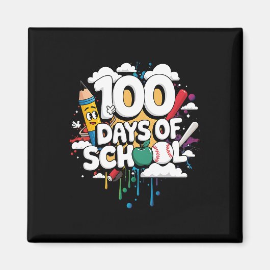 100日目の装おもしろい着先生&amp；学生100 D マグネット (正面)