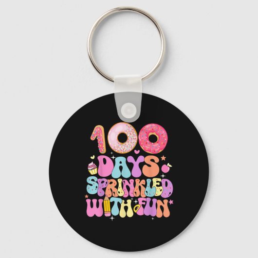 100日目ドーナツ100人の日が振りかける キーホルダー (正面)