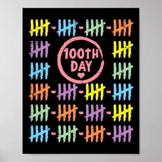 100日目レインボーラインTallyマーク100日Sc ポスター (正面)