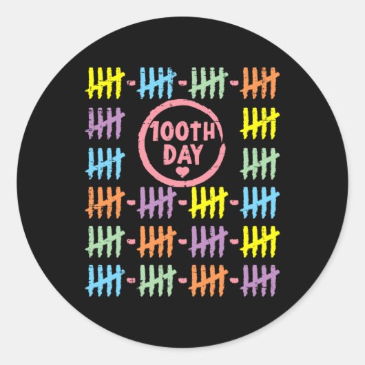 100日目レインボーラインTallyマーク100日Sc ラウンドシール (正面)