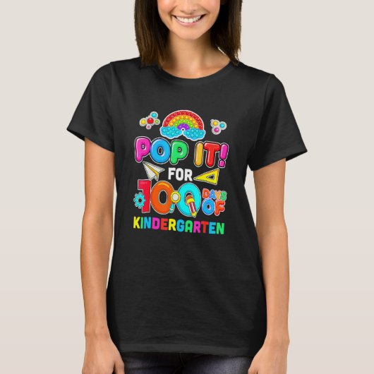 100日目100ポップ・アートの日幼稚園F Tシャツ (正面)