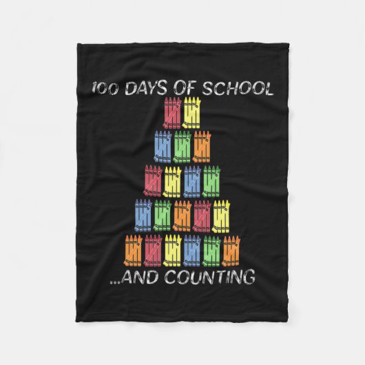 100日目100日の学校クレヨン集計 フリースブランケット (正面)