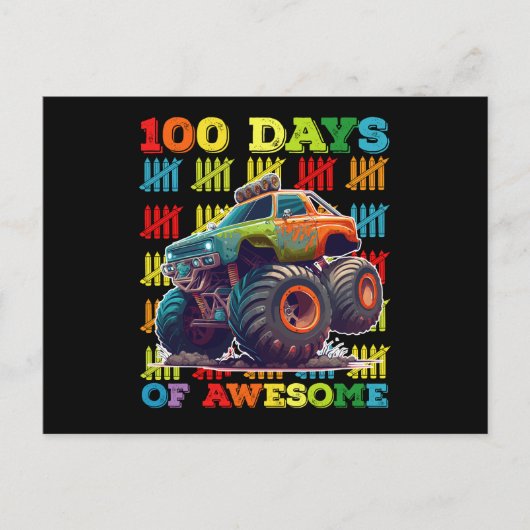 100日素晴らしのモンスタートラック100日学校 ポストカード (正面)
