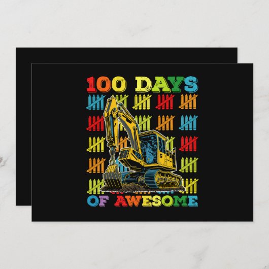 100日素晴らしの掘削機100日目 招待状 (正面/裏面)