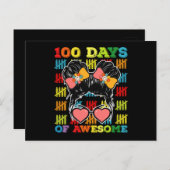 100日素晴らしのMessy Bun 100th Day of School ポストカード (正面/裏面)