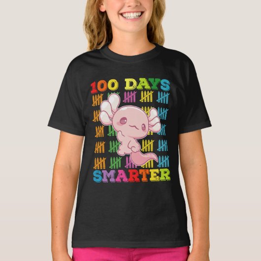 100日賢くなったウーパールーパー 100日目の登校 Tシャツ (正面)