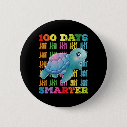 100日賢くなったカメ 100日目の登校日 缶バッジ (正面)