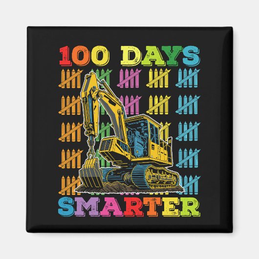 100日賢くなったショベルカー 100日目の登校日 マグネット (正面)
