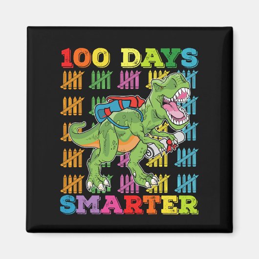100日賢くなったティラノサウルス 100日記念 学校 マグネット (正面)