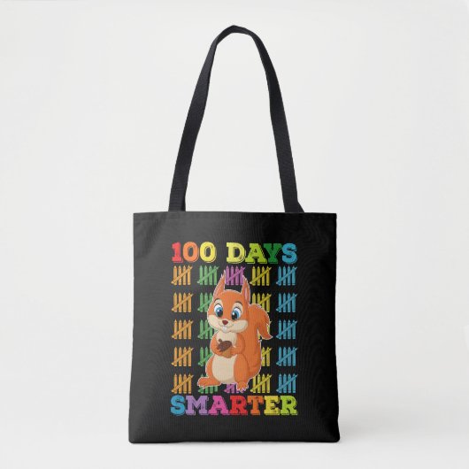 100日賢くなったリス 100日目の登校日 トートバッグ (正面)