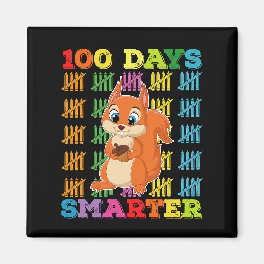 100日賢くなったリス 100日目の登校日 マグネット (正面)