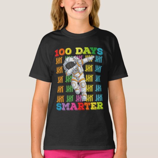 100日賢くなった宇宙飛行士 100日目の登校日 Tシャツ (正面)