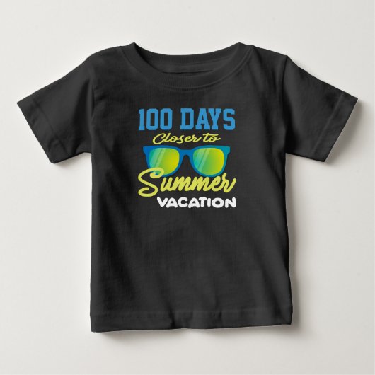 100日近い夏休みキッズTシャツ ベビーTシャツ (正面)