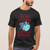 100日間のサメだらけの学校生活 マスク 100日目の隔離 Tシャツ (正面)