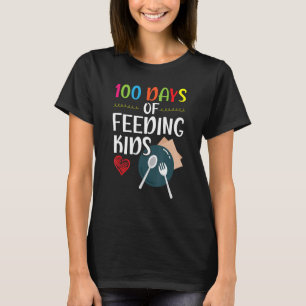 100日間の子供たちの給食ランチレディー 学校の食堂 Tシャツ