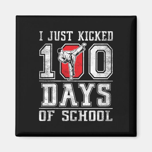 100日間の学校での空手が楽しかった!ハッピー100日! マグネット (正面)