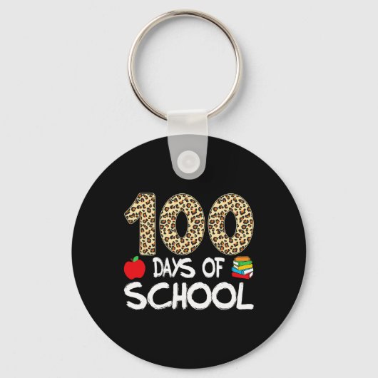 100日間の学校の先生ヒョウ柄 100日目の学校 キーホルダー (正面)