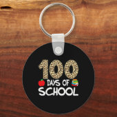 100日間の学校の先生ヒョウ柄 100日目の学校 キーホルダー (正面)
