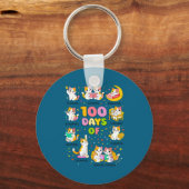 100日間の学校は賢いかわいい猫の子猫 キーホルダー (正面)