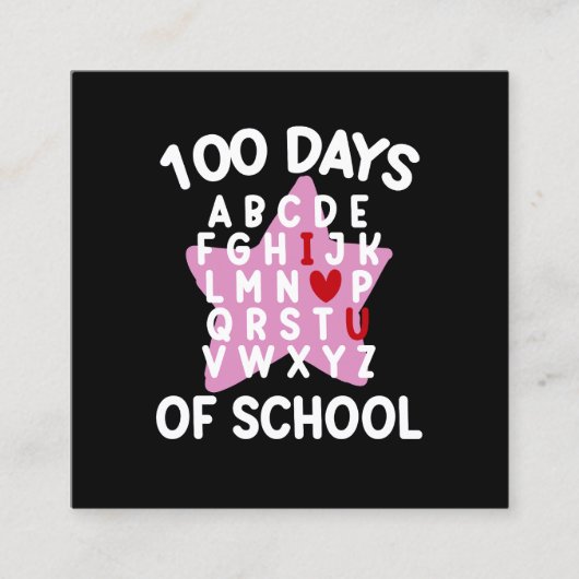 100日間の学校アルファベット100日目の先生 スクエア名刺 (正面)