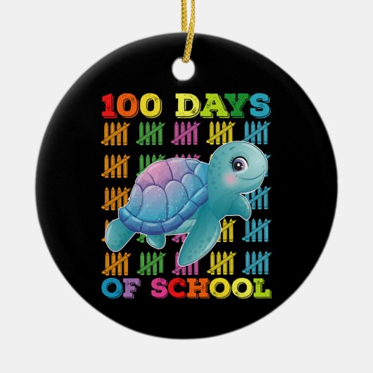 100日間の学校カメの先生と生徒 セラミックオーナメント (正面)