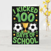 100日間の学校サッカーイラスト カード (黄色い花)