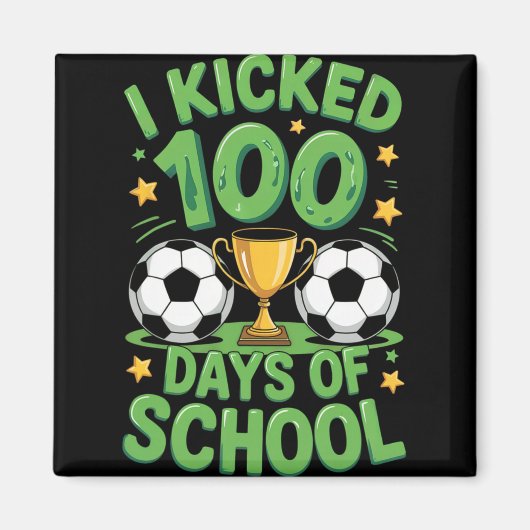 100日間の学校サッカーイラスト マグネット (正面)