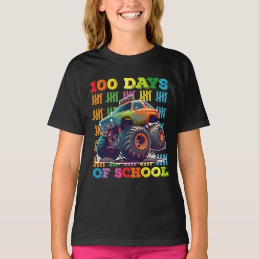 100日間の学校モンスタートラック教師生徒 Tシャツ (正面)