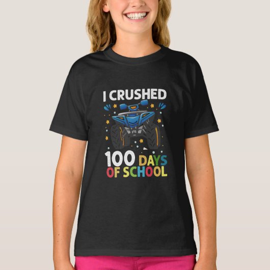 100日間の学校モンスタートラック男子を乗り越えた Tシャツ (正面)