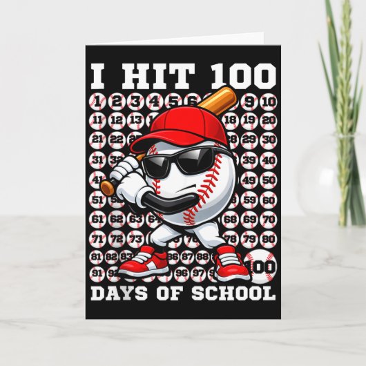 100日間の学校レトロ野球スポーツ少年Tシャツ カード (正面)